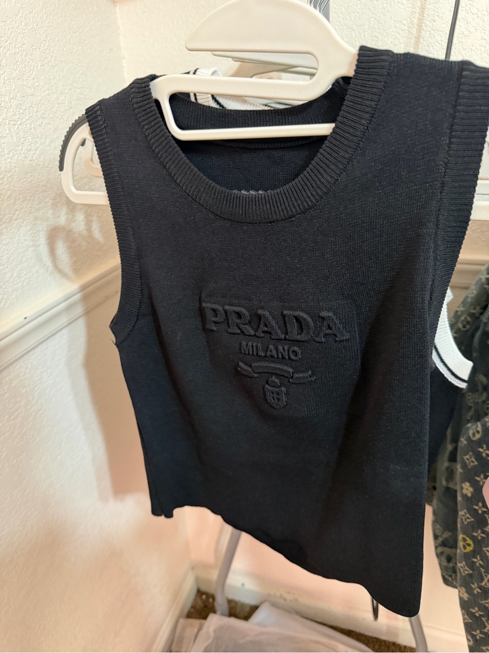 Prada Black Knit Logo Tank Top